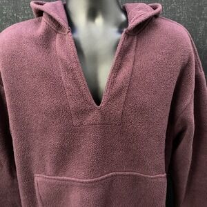 Vintage EMS Fleece Hoodie Medium 90s Fleece MADE IN USA  V Neck Polarlite Malden